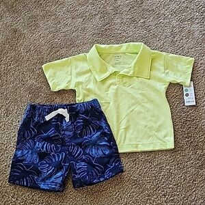 Baby Boy Polo Shirt and Palm Shorts Set 24 Months